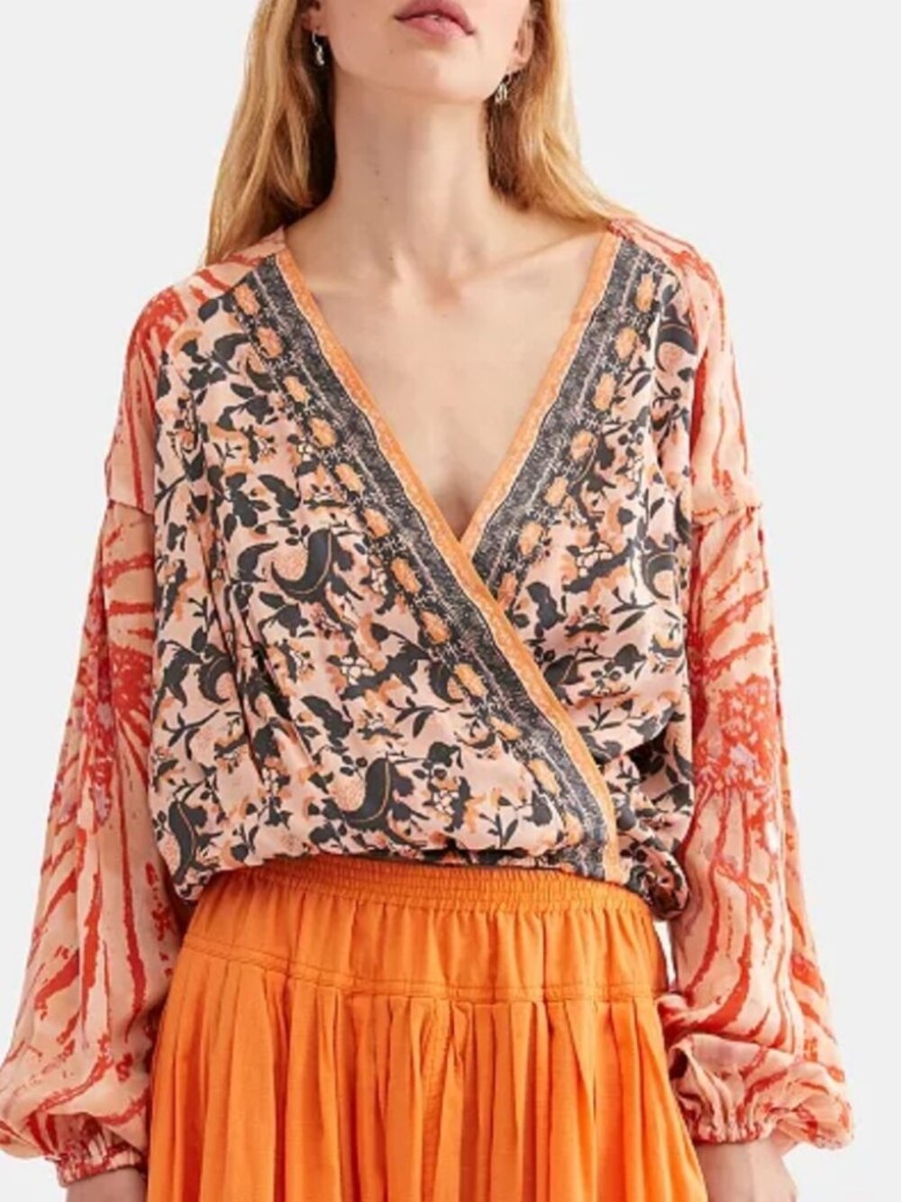 Free People Cruisin Together Surplice Top Breezy Bohemian Feel